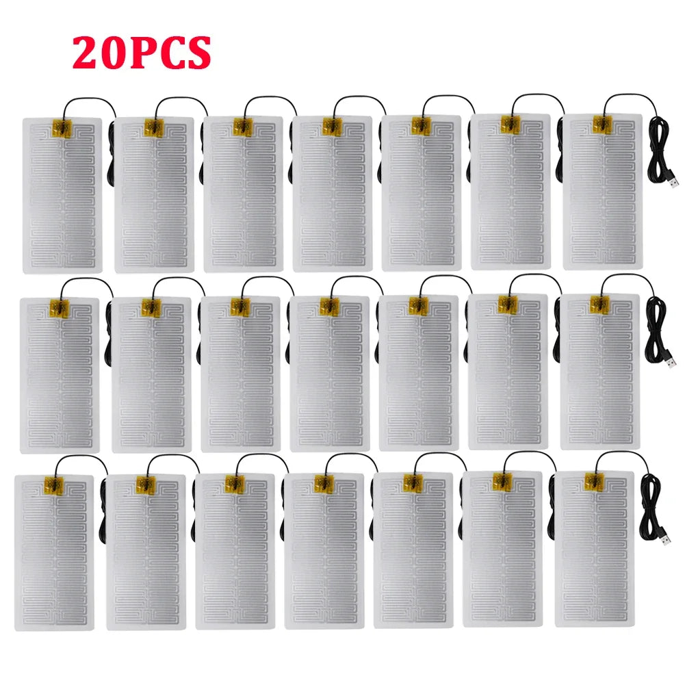 5/10/20Pcs 5V USB Electric Heating Pads Warmer Element Film Heater Pads Warm Feet Knee Warmers Heat for Vest Jacket Shoes Socks