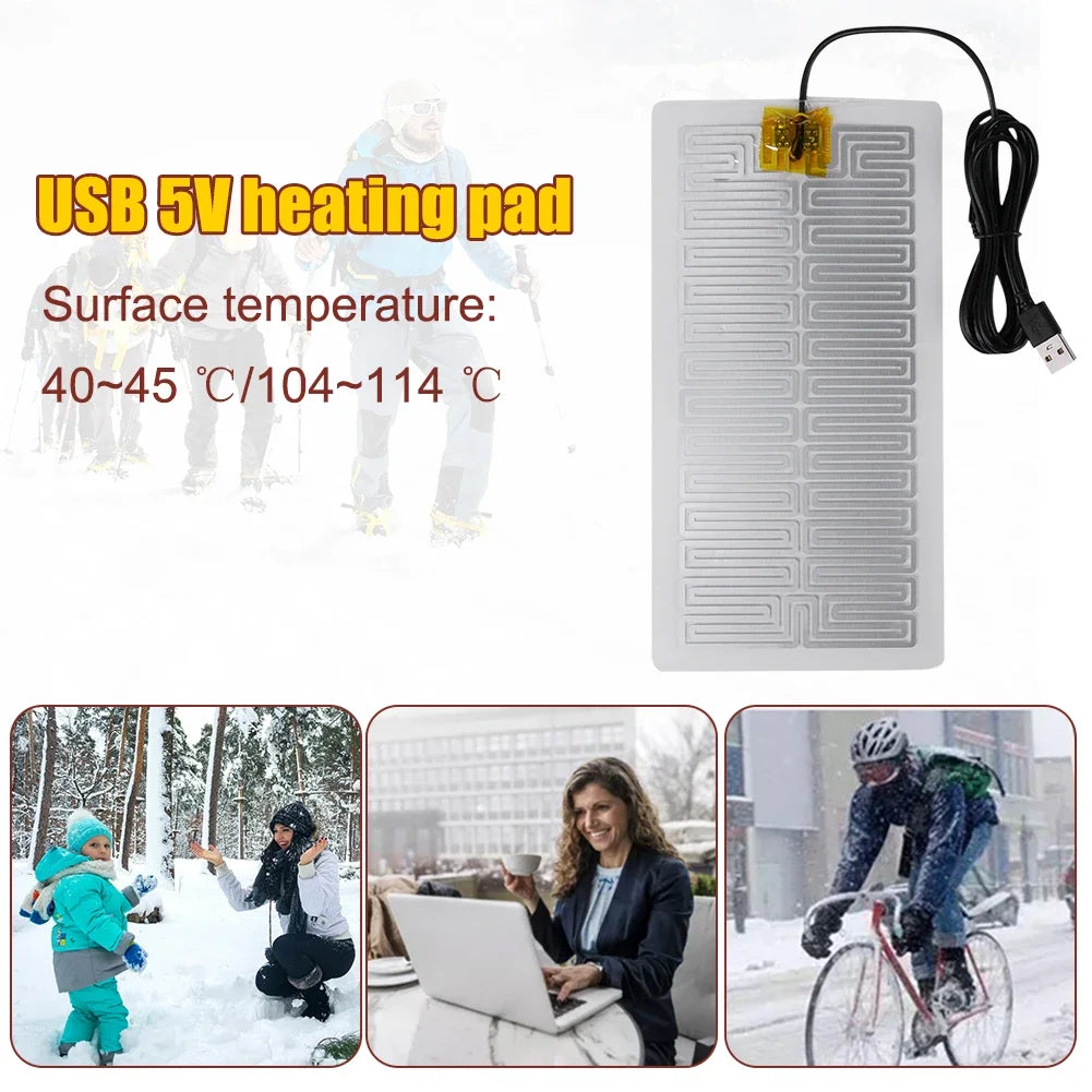 5/10/20Pcs 5V USB Electric Heating Pads Warmer Element Film Heater Pads Warm Feet Knee Warmers Heat for Vest Jacket Shoes Socks