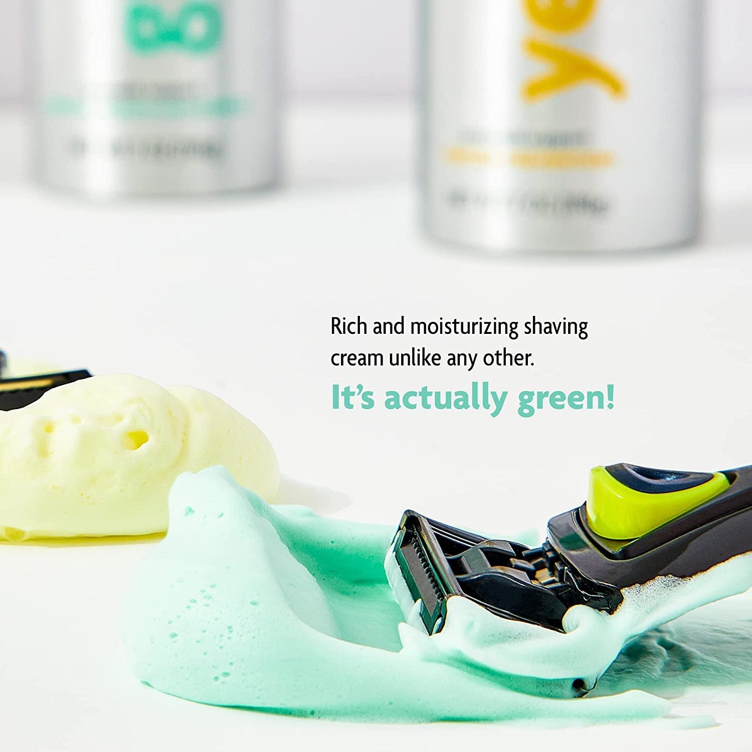 Green Shaving Cream - Foaming Colorful Shaving Cream - Hydrating, Redness Reducing + Irritation Free Shave Cream (7 Oz)