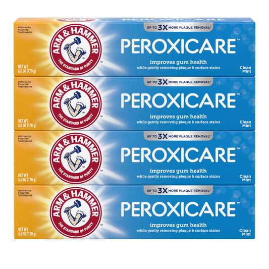 Peroxicare Toothpaste for Gum Health, Baking Soda Toothpaste, Clean Mint, 6.0 Oz (Pack of 4