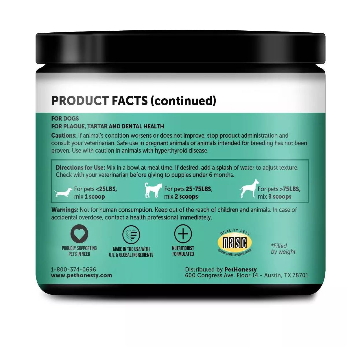 Pet Honesty Fresh Breath Dental Powder Mint Flavor for Dogs - 5.29Oz