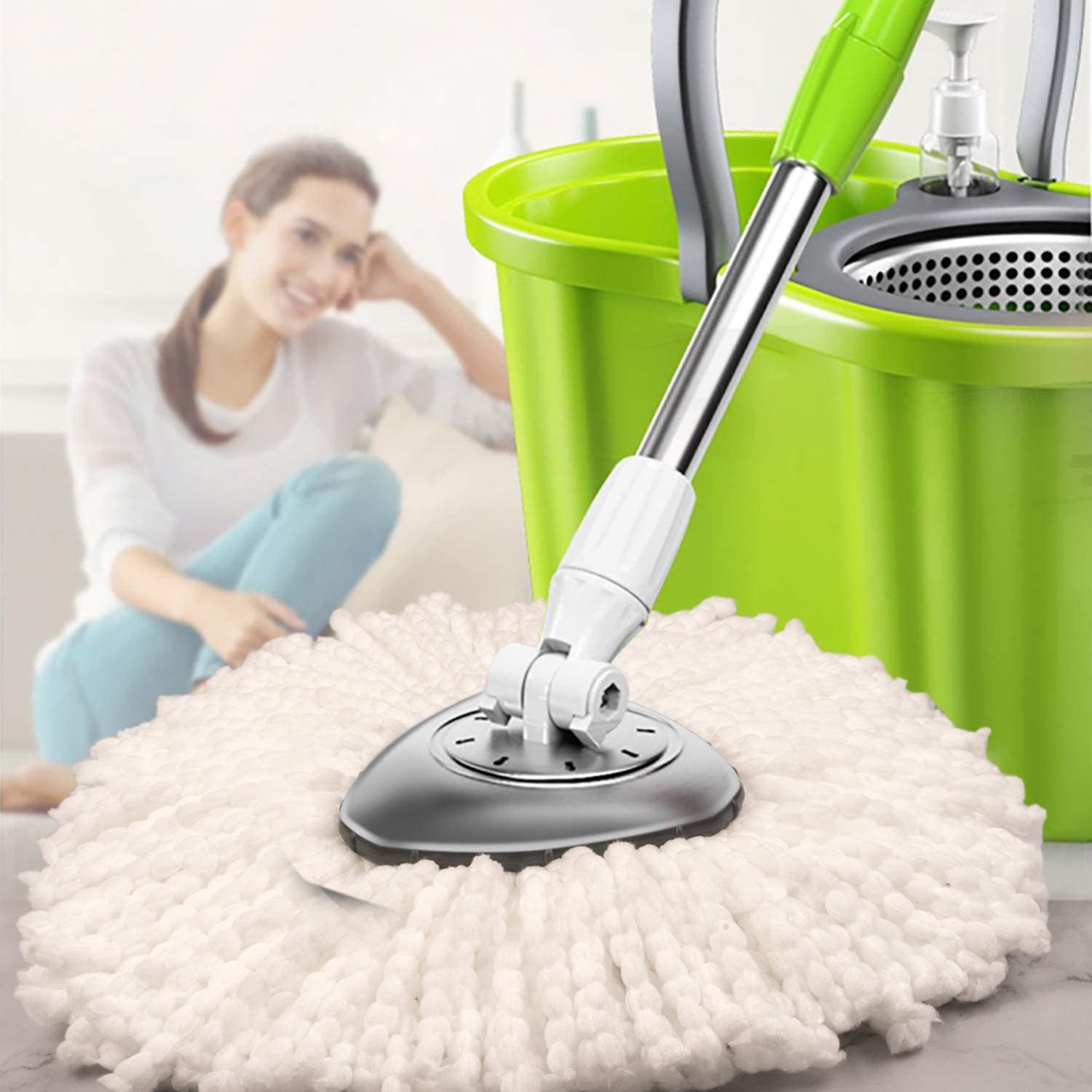 4 Pack Mop Head Replacement Compatible with Ocedar Mop Refills Easywring Spin Mop Refills Microfiber Mop Replacement Head