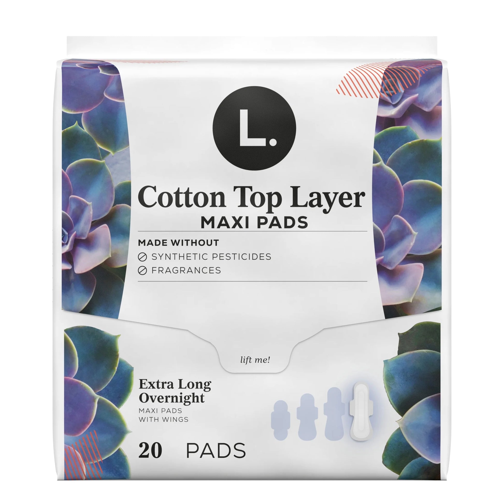Chlorine Free Maxi Extra Long Overnight Pads with Wings, 20 Count