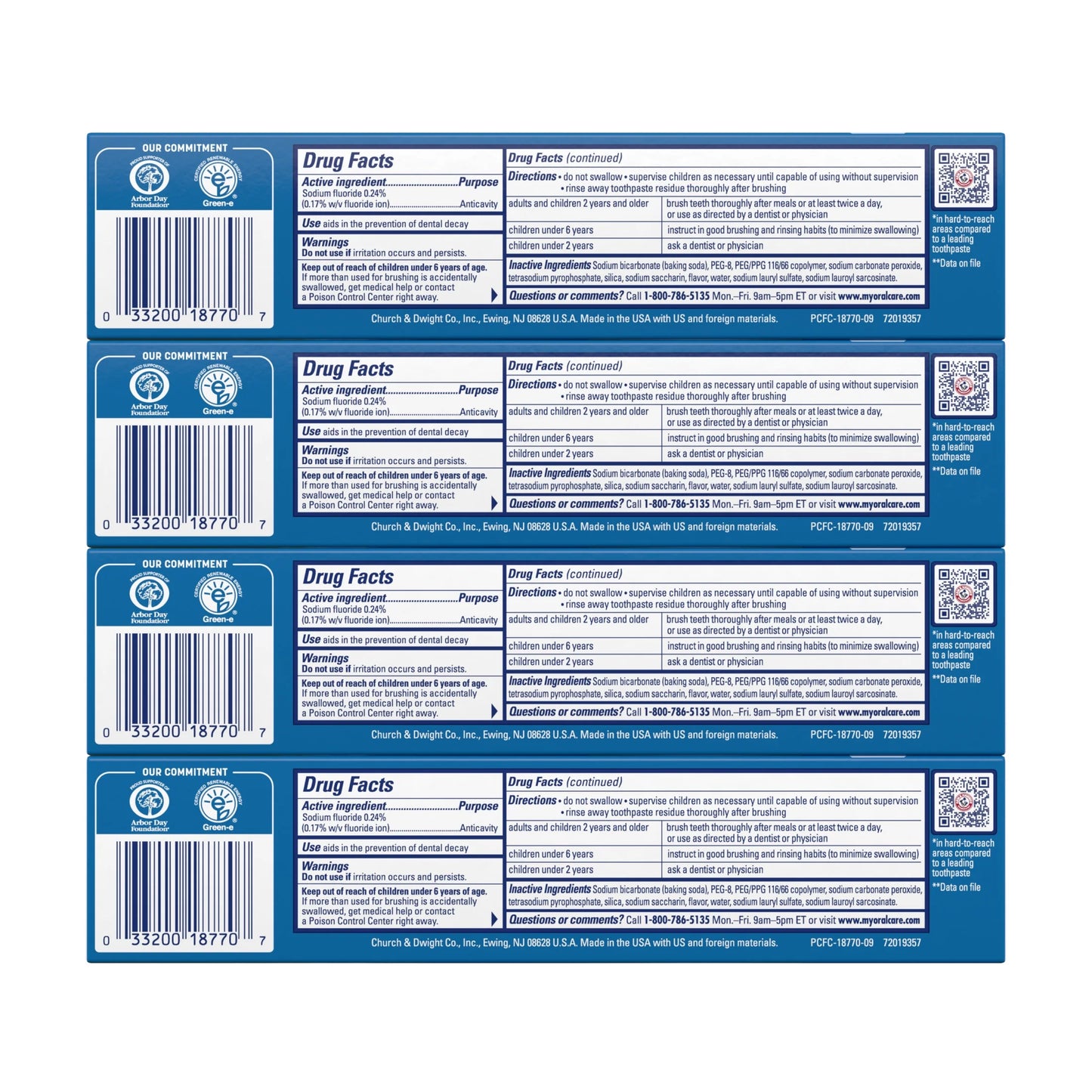 Peroxicare Toothpaste for Gum Health, Baking Soda Toothpaste, Clean Mint, 6.0 Oz (Pack of 4