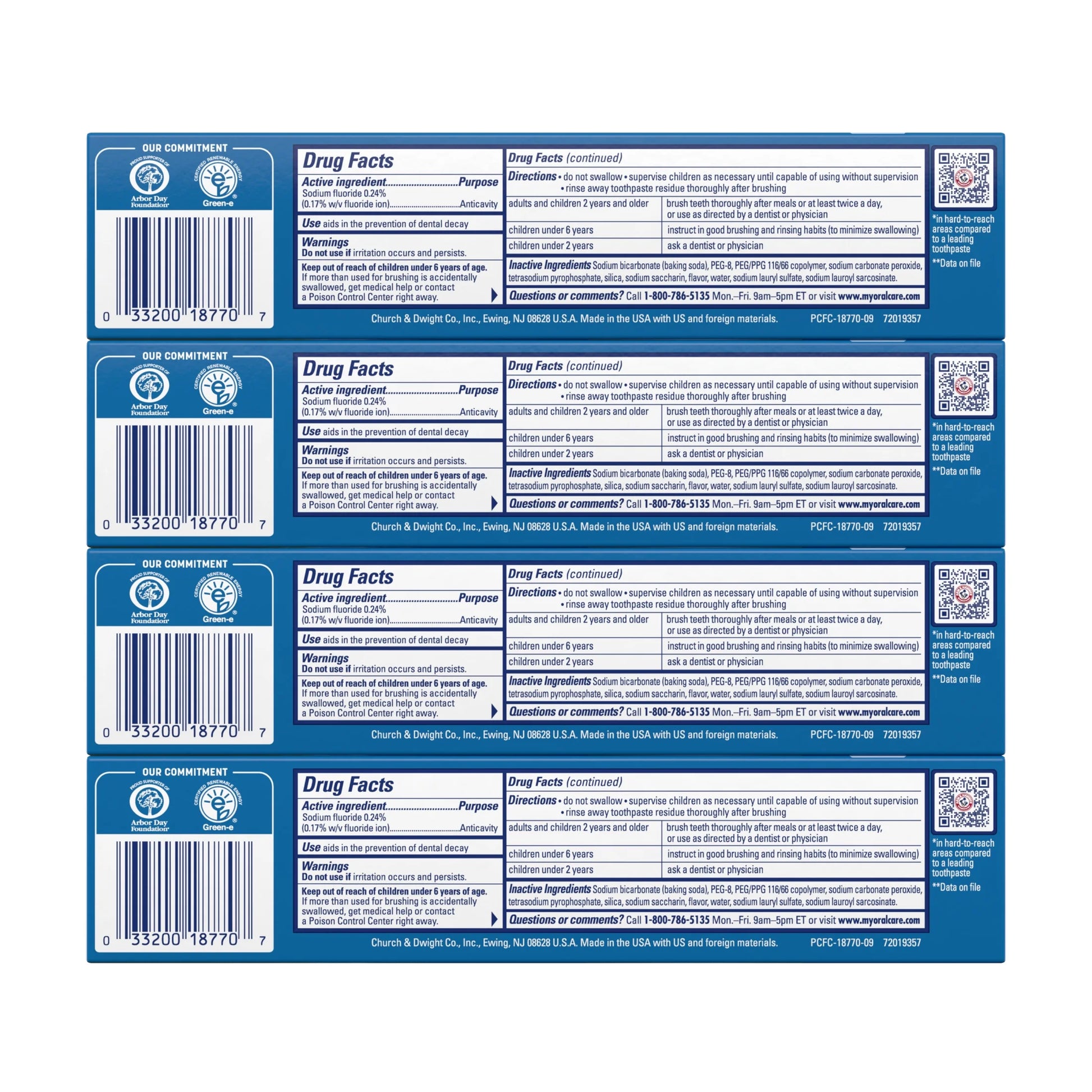 Peroxicare Toothpaste for Gum Health, Baking Soda Toothpaste, Clean Mint, 6.0 Oz (Pack of 4