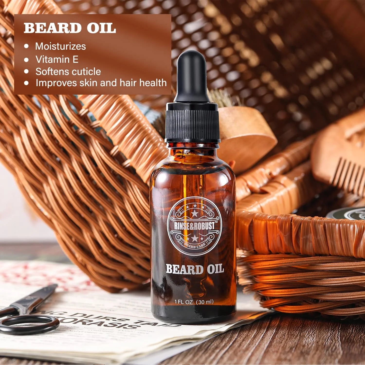 Beard Growth Kit for Men Beard Care Sets, 8Pcs with Traveling Bag Fathers Day Gifts for Hunsband, Beard Grooming Wash & Beard Conditioner Kit, Peppermint & Eucalyptus