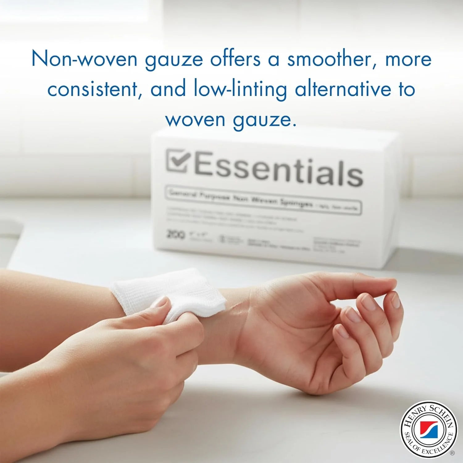 Essentials Non-Sterile Gauze Sponges – 200 Count (Pack of 2), 4-Ply, 4’’ X 4’’ Gauze Pads, Two Pack, Non-Woven Gauze Sponges - Pack of Two, Wound Care Product for First Aid Kit/Medical Facilities