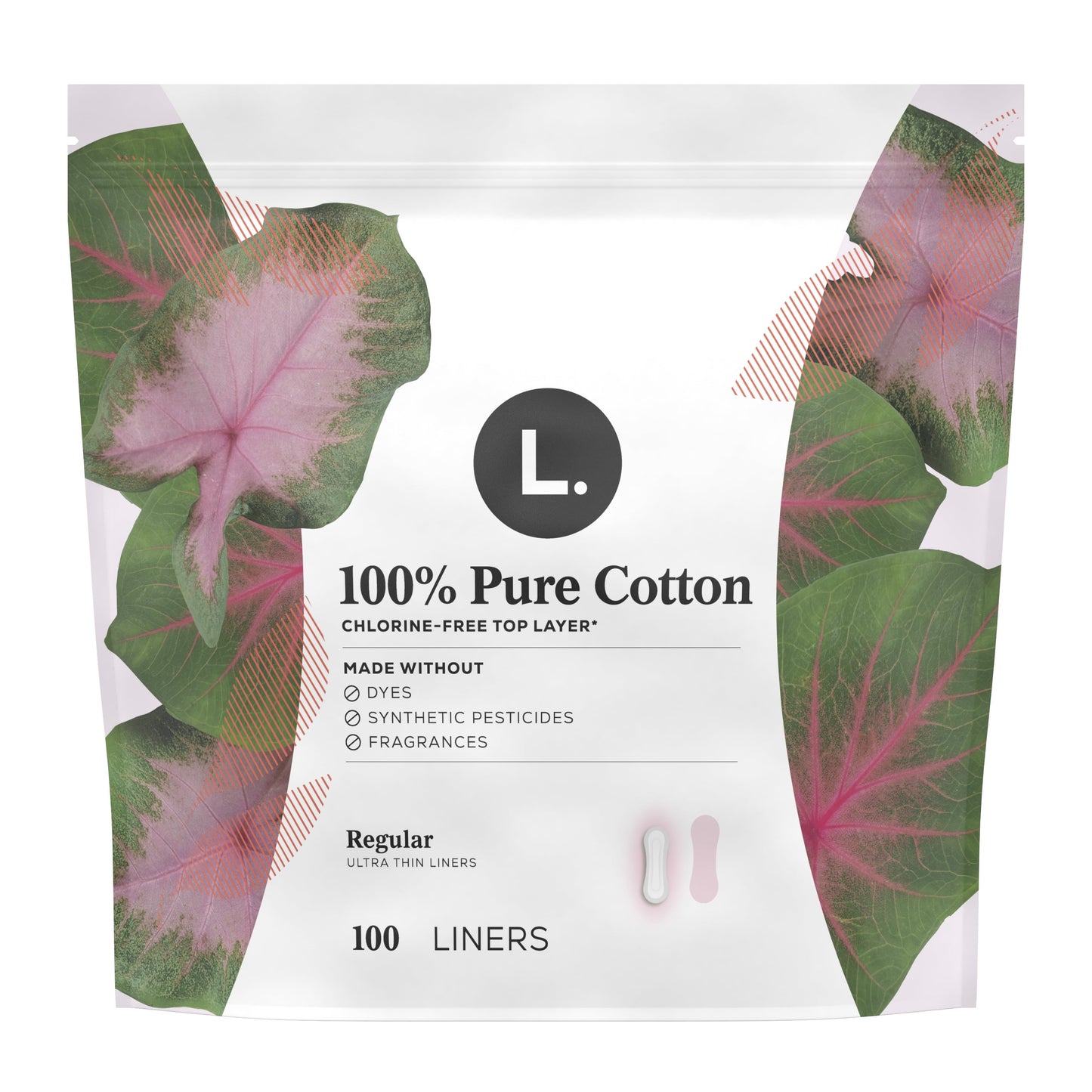 Ultra Thin Liners for Women, Regular, 100% Pure Cotton Top Layer 100 Ct