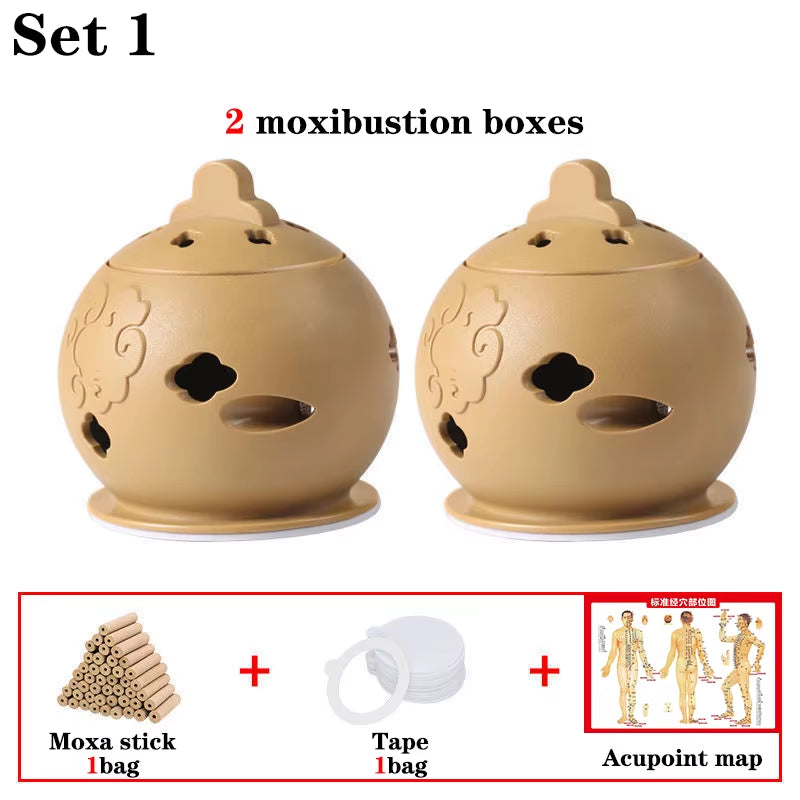 Portable Thermal Massager Mini Moxibustion Box Moxa Stick Burner Warm Cupping Accupoint Massage Therapy Health Care Relief Pain