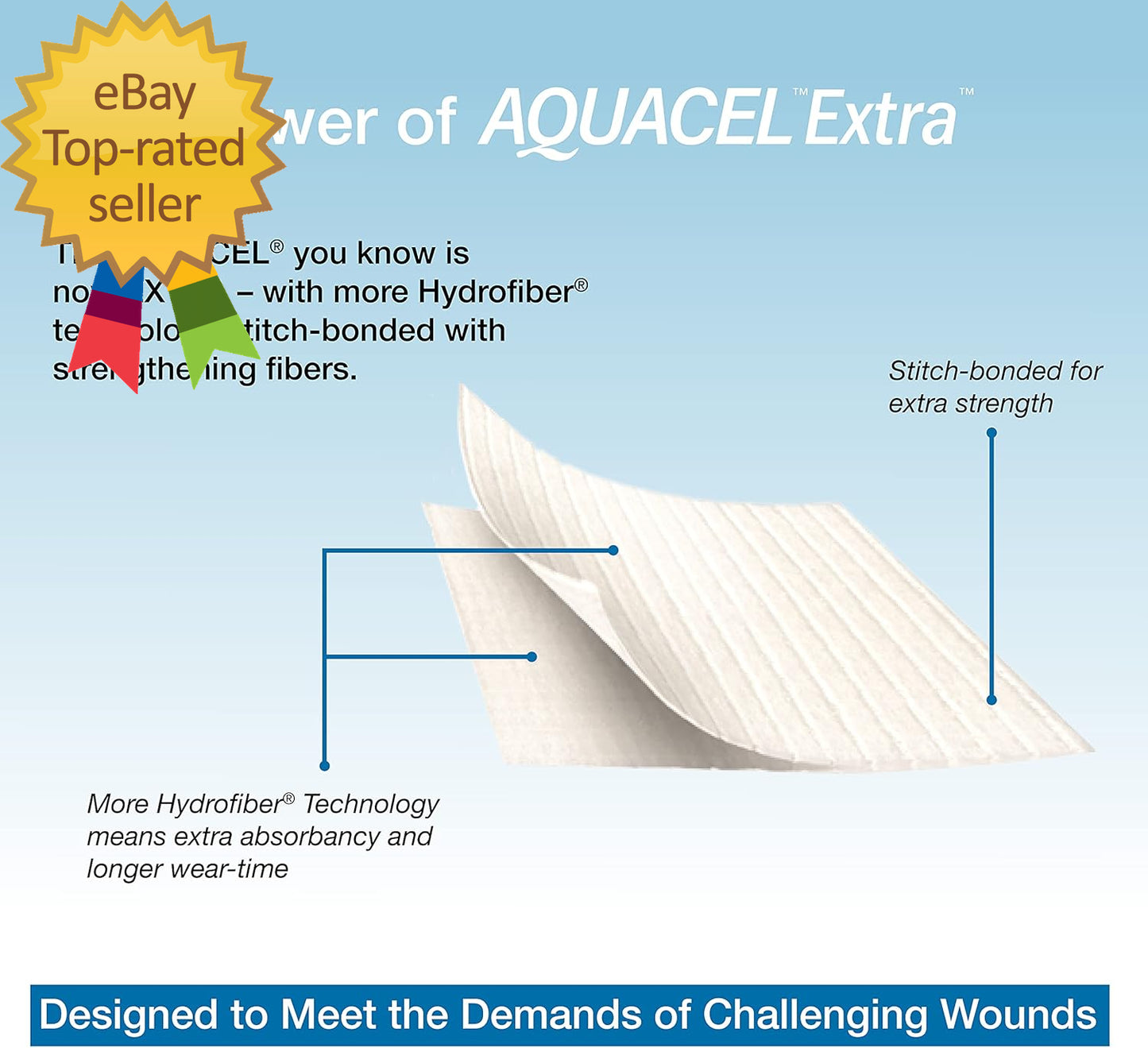 Extra 6"X6" Hydrofiber Absorbant Dressing for Moderate to Highly Exuding Wounds
