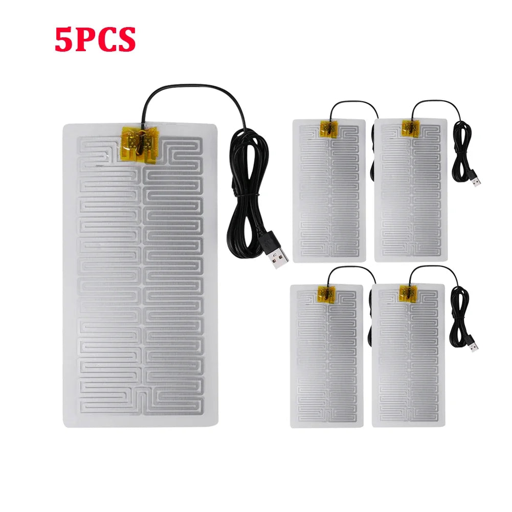 5/10/20Pcs 5V USB Electric Heating Pads Warmer Element Film Heater Pads Warm Feet Knee Warmers Heat for Vest Jacket Shoes Socks