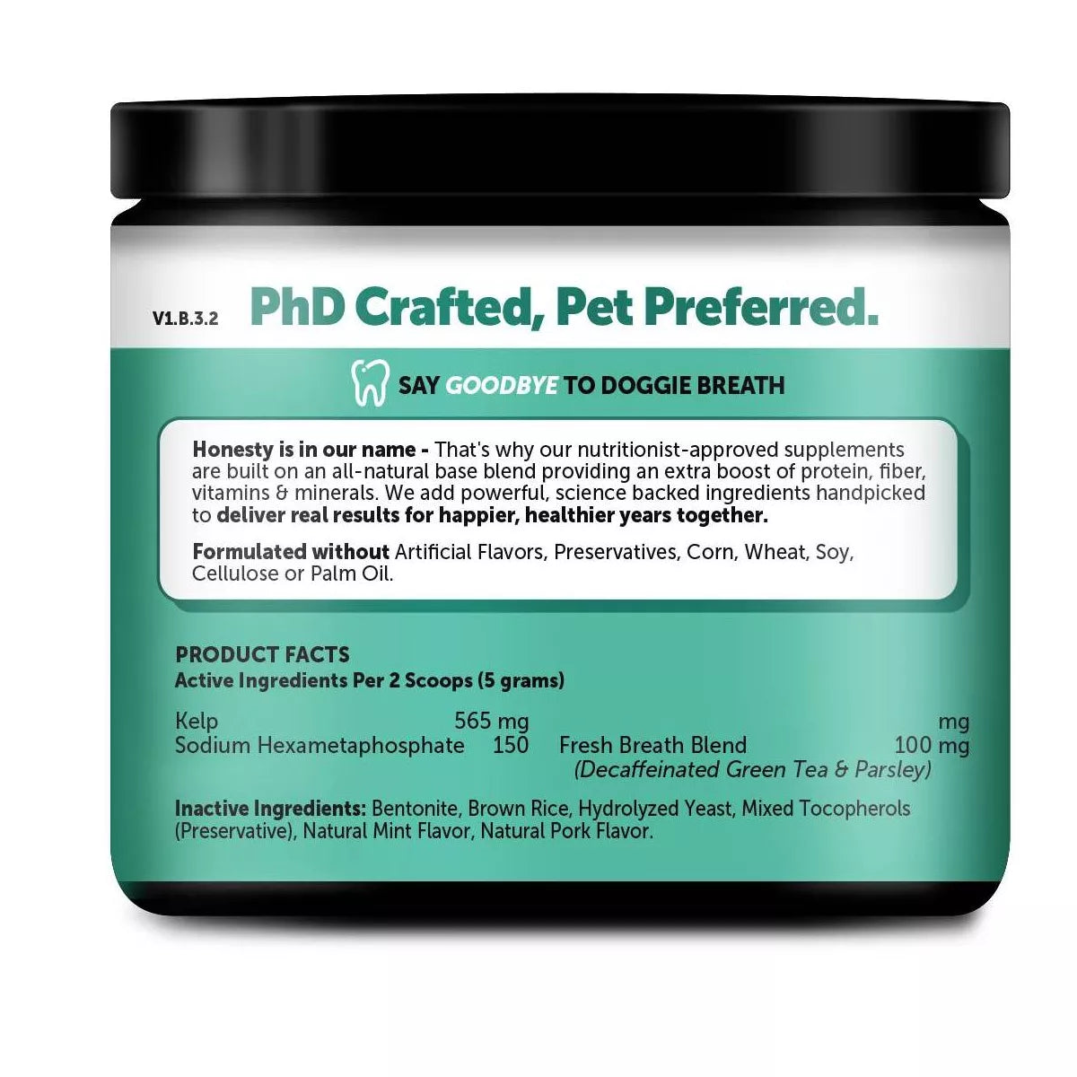 Pet Honesty Fresh Breath Dental Powder Mint Flavor for Dogs - 5.29Oz