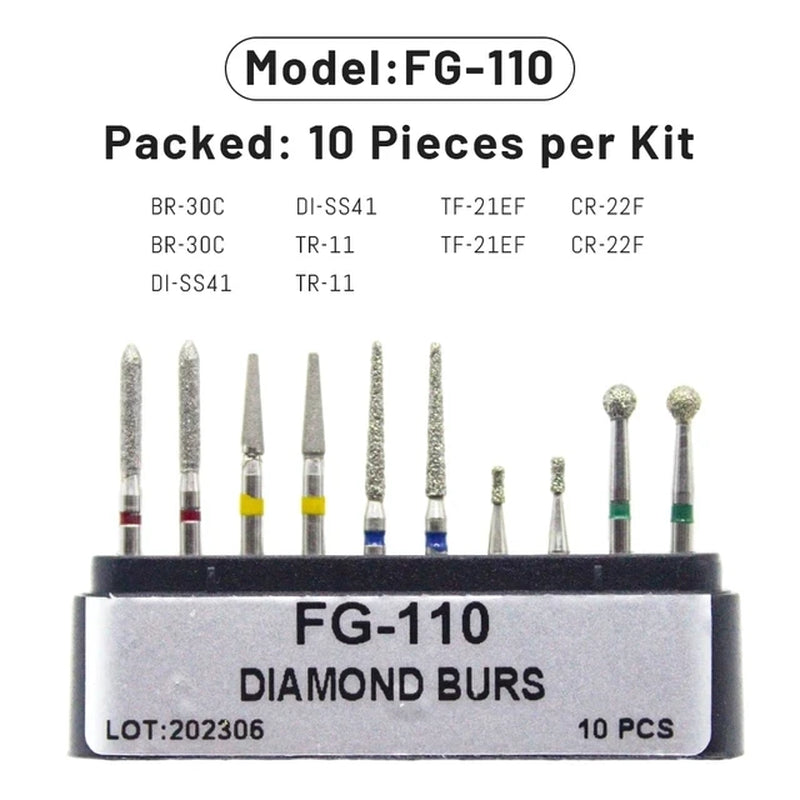1Set Dental Diamond Burs for Teeth Porcelain Ceramics Composite Polishing Lab Material