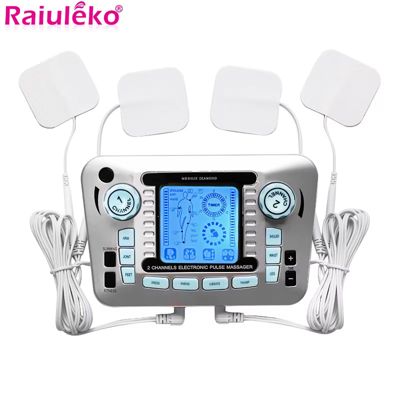 Tens Massager Ems Muscle Stimulator Acupuncture Electrical Pads Pulse Low Frequency Physiotherapy Slimming Machine Health Care