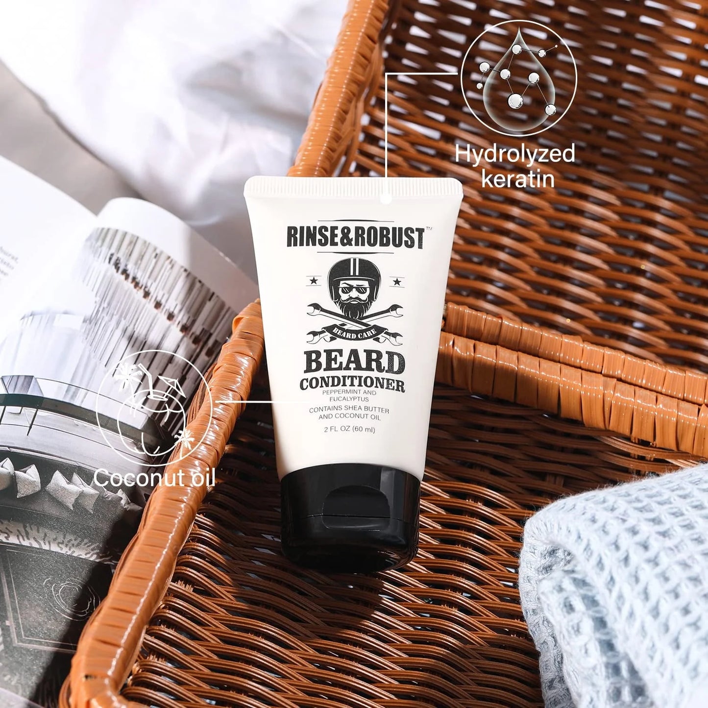 Beard Growth Kit for Men Beard Care Sets, 8Pcs with Traveling Bag Fathers Day Gifts for Hunsband, Beard Grooming Wash & Beard Conditioner Kit, Peppermint & Eucalyptus