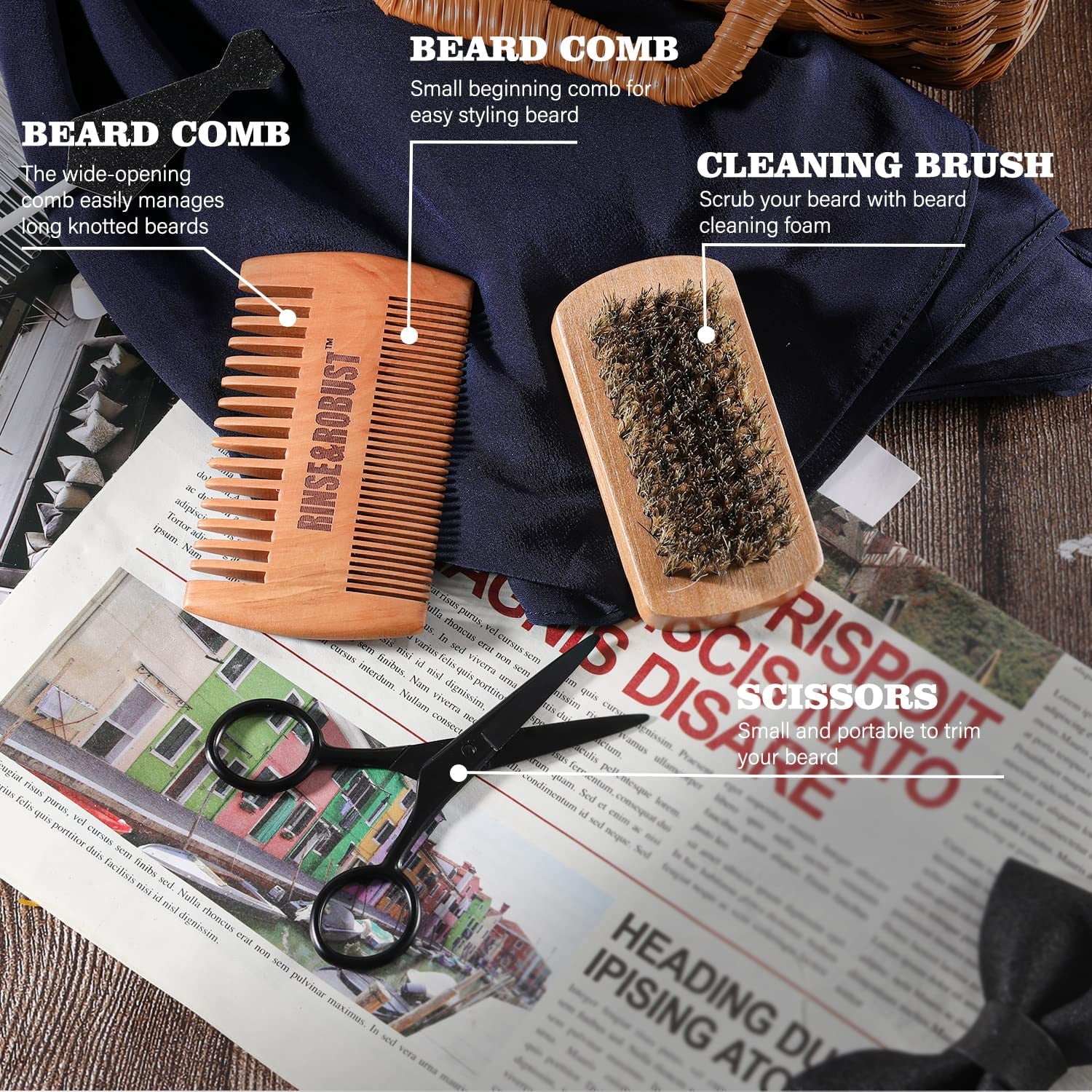 Beard Growth Kit for Men Beard Care Sets, 8Pcs with Traveling Bag Fathers Day Gifts for Hunsband, Beard Grooming Wash & Beard Conditioner Kit, Peppermint & Eucalyptus