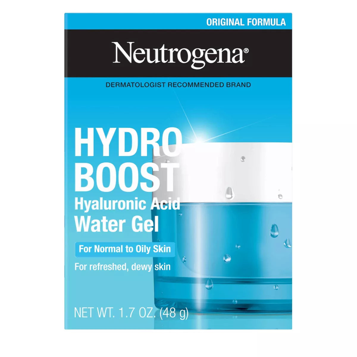 Neutrogena Hydro Boost Water Gel Face Moisturizer for Normal to Oily Skin - 1.7Oz: Contains Hyaluronic Acid, Paraben-Free, Aluminum-Free