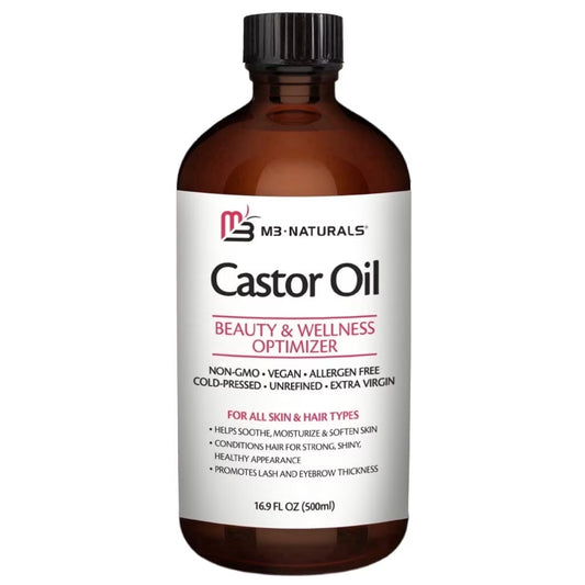 M3 100% Castor Oil Cold Pressed, Hexane-Free, Virgin, Non-Gmo, Allergen-Free – Nourishes Skin, Lashes, and Hair, 16.9 Oz.