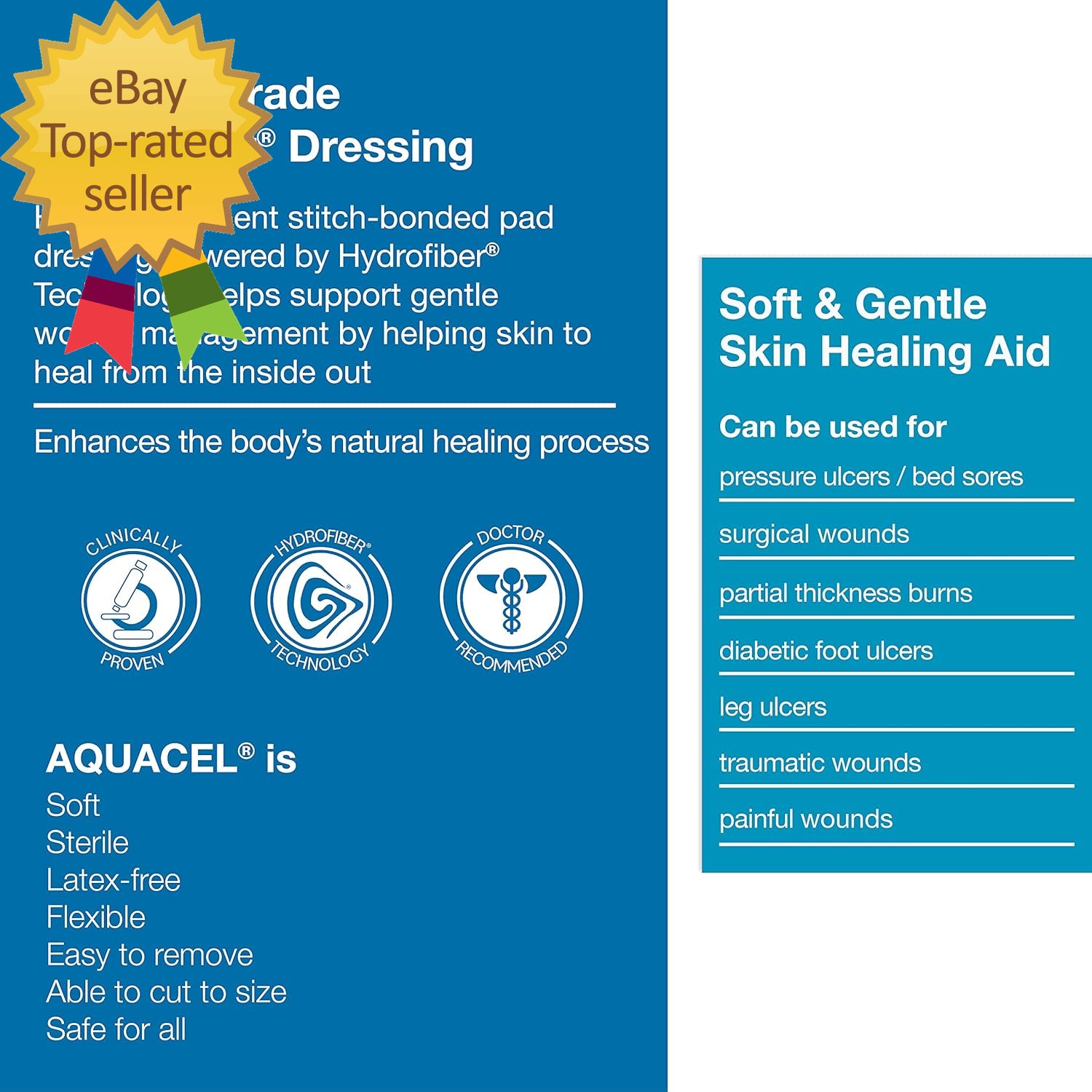 Extra 6"X6" Hydrofiber Absorbant Dressing for Moderate to Highly Exuding Wounds